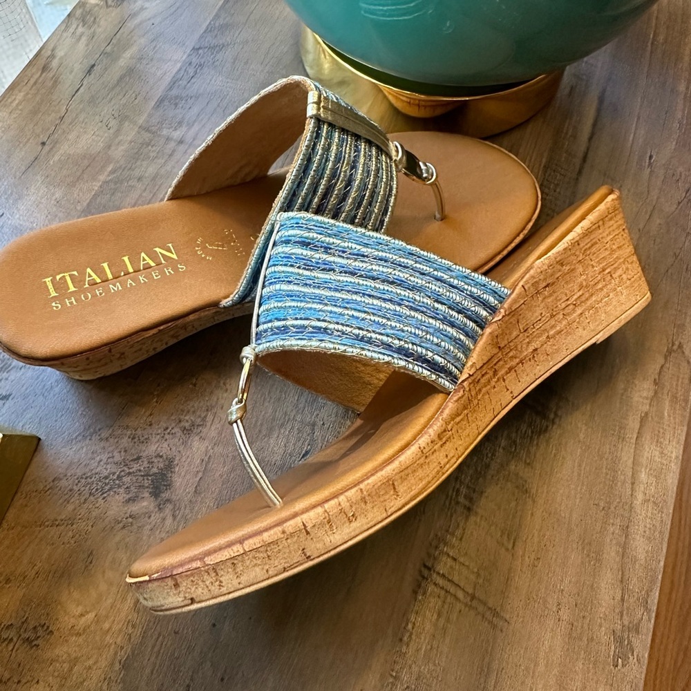 ITALIAN DENIM WEDGE HEELS